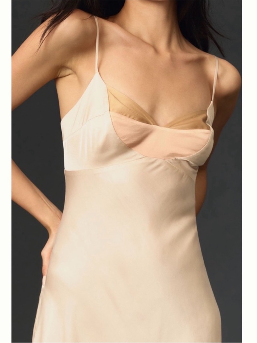 ANTHROPOLOGIE Colorblock Satin Slip Dress